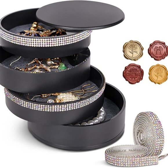 New Jewelry Organizer, Small Jewelry Storage Box Earring Holder for Wome… - Picture 6 of 8